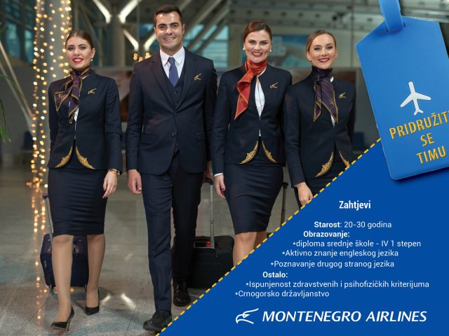 Montenegro Airlines traži novih 25 stjuardesa i stjuarda!
