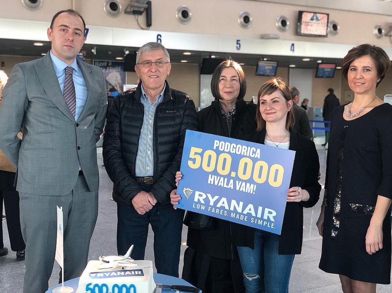 Ryanair u Podgorici proslavio 500 000 opsluženih putnika