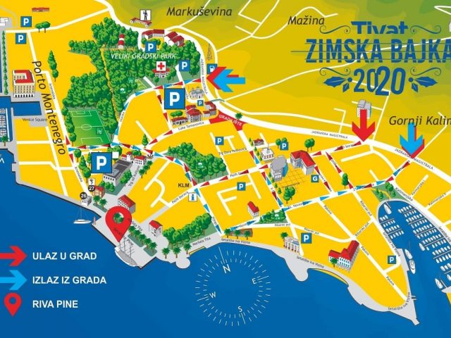 Mapa ulaska u Tivat tokom novogodišnjeg programa