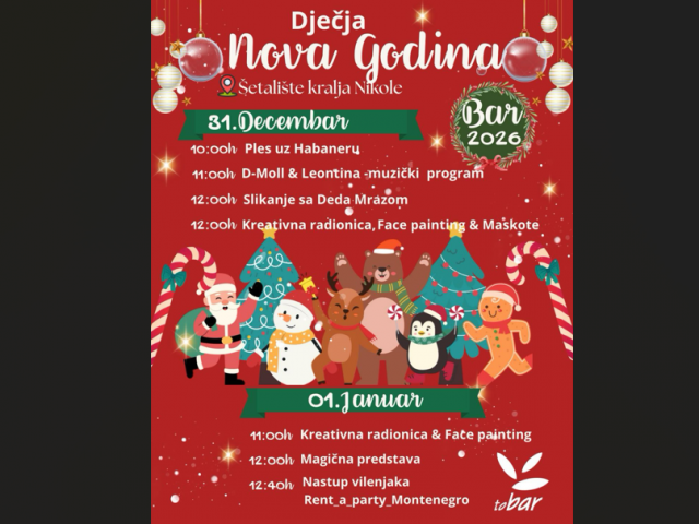 Dvodnevni novogodišnji program za najmlađe na Šetalištu kralja Nikole