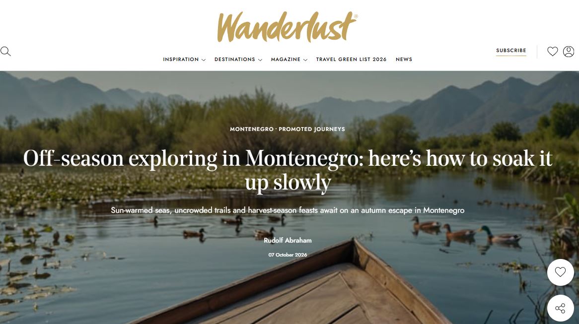 Britanski Wanderlust promoviše Crnu Goru kao idealnu jesenju destinaciju